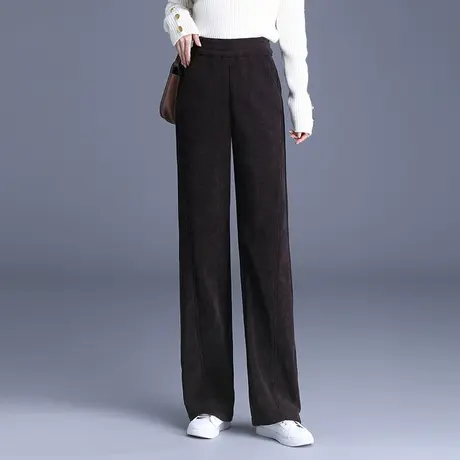 松紧腰宽松阔腿裤加厚加绒休闲裤女秋冬季2023新款高腰显瘦长裤子商品大图