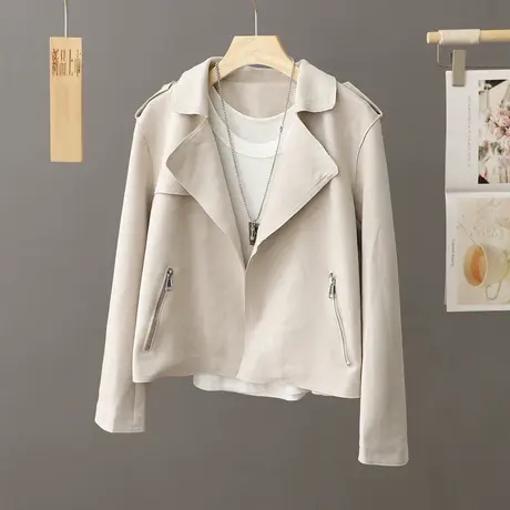 设计感复古短款外套女2024秋季新款小个子港风夹克上衣休闲短外套图片