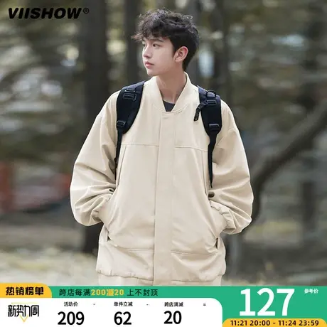 VIISHOW外套男春秋季日系复古休闲工装宽松潮牌飞行员夹克棒球服商品大图