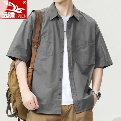 夏天短袖衬衫男夏季休闲百搭纯棉衬衣服男士2023新款潮流外穿上衣图片