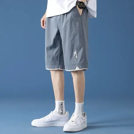 短裤男士夏季冰丝薄款裤子潮牌ins篮球运动休闲宽松百搭五分裤男商品大图