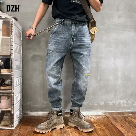 男士休闲破洞牛仔裤男宽松直筒裤子秋季ins潮痞帅乞丐裤2024新款商品大图