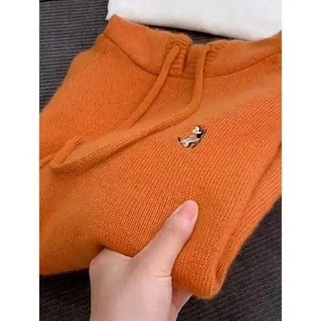 连帽毛衣女款2023新款冬季爆款洋气时尚宽松外穿加厚针织衫女内搭图片