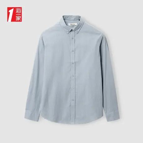 海一家舒适全棉长衬2024春季格纹休闲男士长袖衬衫商品大图