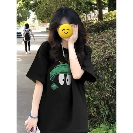 ins超火短袖T恤女春夏宽松百搭韩版纯棉打底衫卡通印花半袖上衣服商品大图