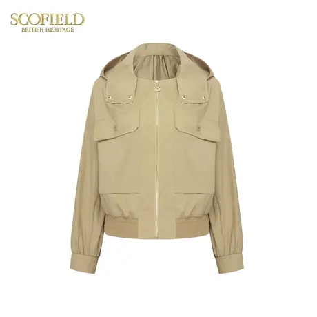 Scofield女装户外风连帽短夹克风衣轻薄可调节抽绳休闲短外套春季商品大图