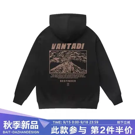 山脉美式复古连帽卫衣男潮牌ins宽松大码黑色纯棉秋冬情侣上衣图片