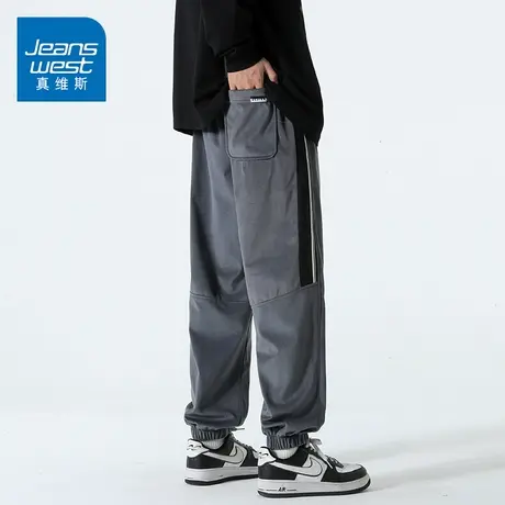 KZ真维斯春秋款痞帅炸街运动休闲长裤男士束脚卫裤紧腿宽松男裤子商品大图