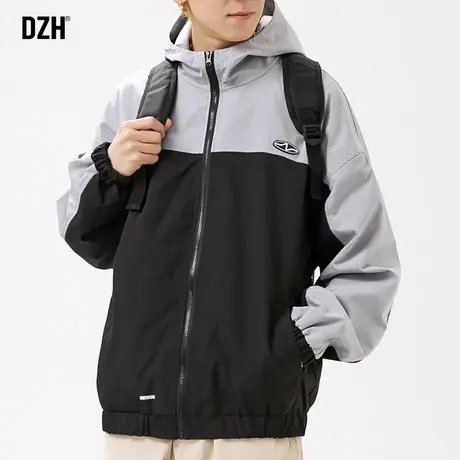 男士撞色冲锋衣外套男春秋季2024新款潮牌休闲夹克衫上衣百搭衣服商品大图