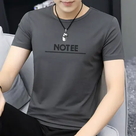 莫代尔冰丝t恤男士短袖2023新款圆领凉感速干上衣服字母印花半袖商品大图