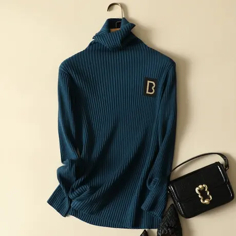 秋冬2022新款高领打底衫毛衣女内搭长袖针织衫修身堆堆领紧身上衣商品大图