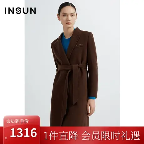 恩裳2022冬季舒适100%羊毛简约线条感干练毛呢大衣女图片