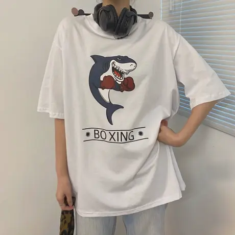 纯棉短袖t恤女2022夏季宽松韩版ins半袖设计感小众chic港味上衣服商品大图