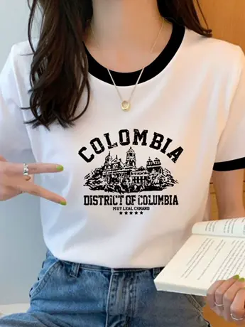 仿棉正肩短袖t恤女2023新款夏季复古港味chic女装显瘦潮牌上衣服图片