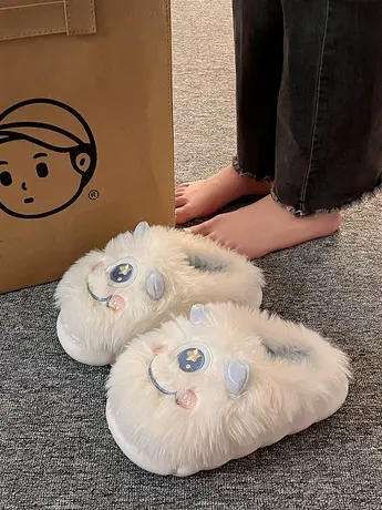 奶呼呼可爱拖鞋宿舍女外穿学生保暖包头棉拖2023秋冬新款毛毛鞋子商品大图