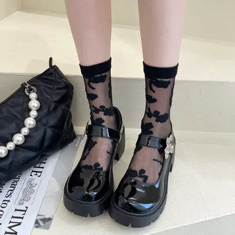 鞋子女2023年新款粗跟单鞋一字带厚底玛丽珍女鞋复古英伦小皮鞋女商品大图