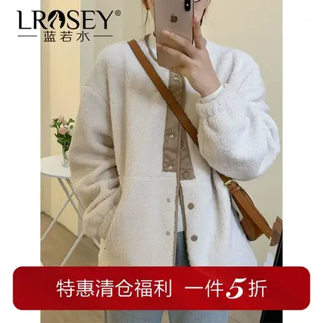 蓝若水大码胖MM宽松保暖仿羊羔毛外套冬季新款显瘦小香风炸街上衣图片