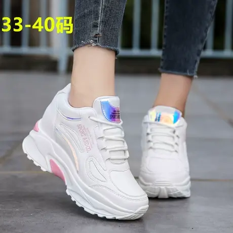 老爹鞋女小码33-34运动鞋2023秋季新款内增高8cm皮面小白鞋小个子商品大图
