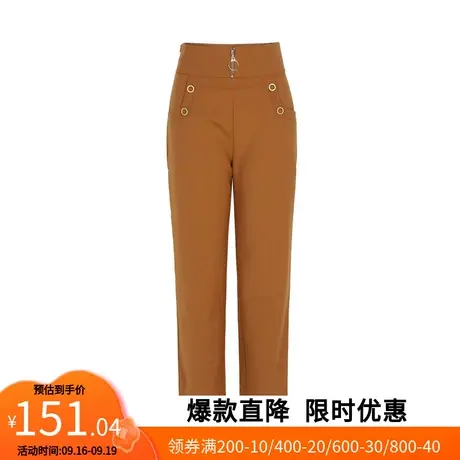 【艾格】直筒休闲裤2022年春秋新款宽松阔腿简约百搭显瘦女生裤子商品大图