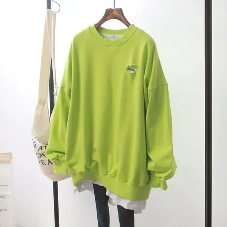 卫衣女春秋薄款2021新款韩版ins潮破洞假两件宽松百搭套头上衣服商品大图