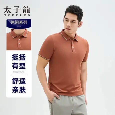 TEDELON/太子龙2025年春季新款男士轻商务休闲POLO衫休闲印花短袖图片