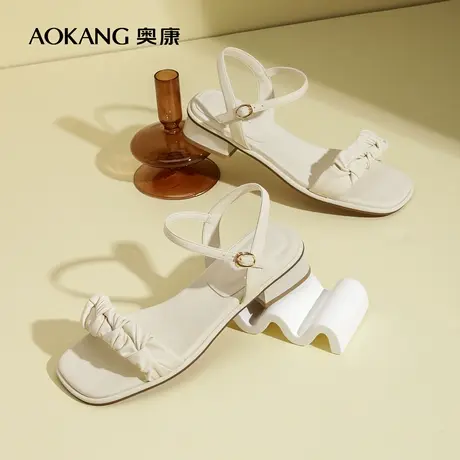 【门店发货】奥康女鞋夏季新款透气时尚日常舒适时装凉鞋粗跟简约图片