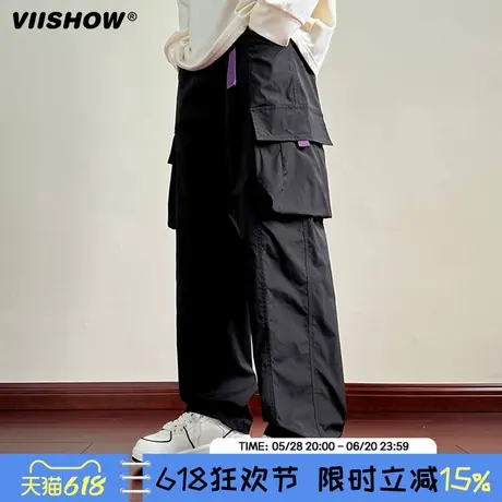 VIISHOW机能冲锋裤男春季新款登山裤美式工装运动高街直筒休闲裤商品大图
