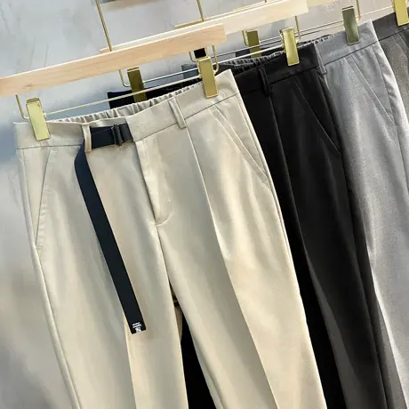 小西裤男九分裤夏季薄款直筒修身韩版潮流长裤休闲裤男士裤子春秋商品大图