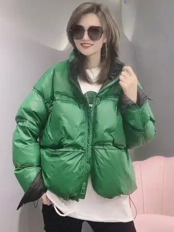 2023冬季新款时尚洋气羽绒棉服女休闲宽松面包服加厚保暖棉袄外套图片