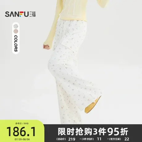 三福休闲裤2025秋季松紧抽绳腰口袋宽松工装裤子女装506972商品大图
