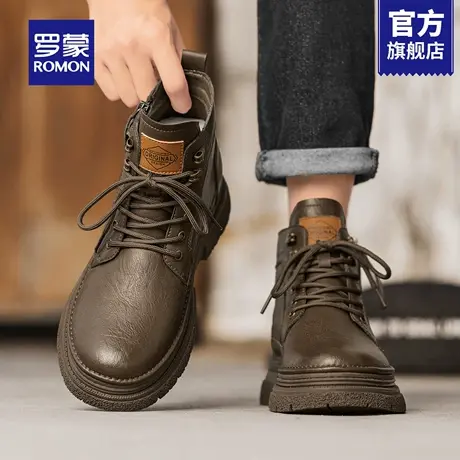 罗蒙马丁靴男款秋季蒙古沙漠靴男工装靴男士工程师高帮机车皮靴RM商品大图