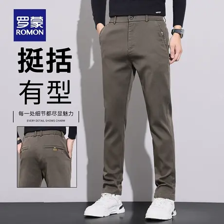 罗蒙秋季高端休闲裤男2025新款修身直筒商务百搭弹力西裤子男N1Z商品大图