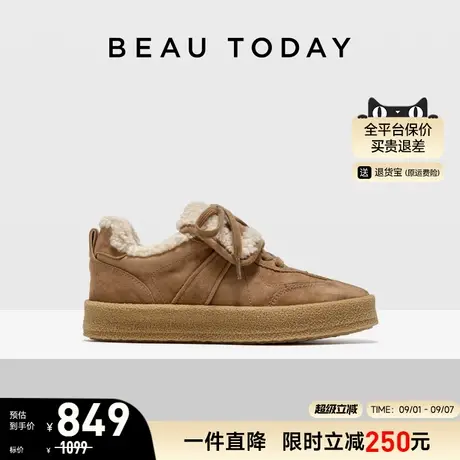 BeauToday休闲板鞋女款2025新款秋冬季保暖休闲鞋棉鞋商品大图