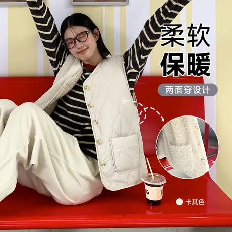 KV真维斯坎肩女款2025新款秋冬加绒保暖别致时髦洋气流行时尚马甲商品大图