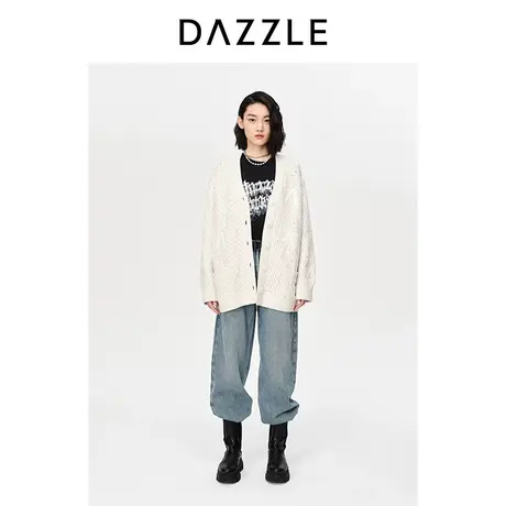 DAZZLE地素奥莱23春季新款复古水洗蓝解构口袋宽松休闲直筒牛仔裤图片