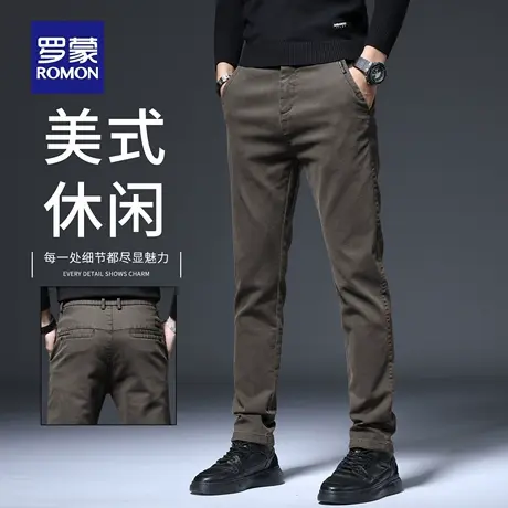 罗蒙秋季休闲裤男士直筒修身弹力商务抗皱长裤2025新款西裤男N1Z商品大图