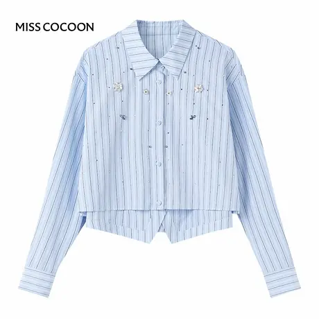 【七七酱专享】MISSCOCOON高级感两件套盐系条纹蓝色衬衫商品大图