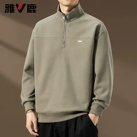 雅鹿轻熟风半拉链立领休闲卫衣2026春夏季新款男高级感潮牌打底衫商品大图
