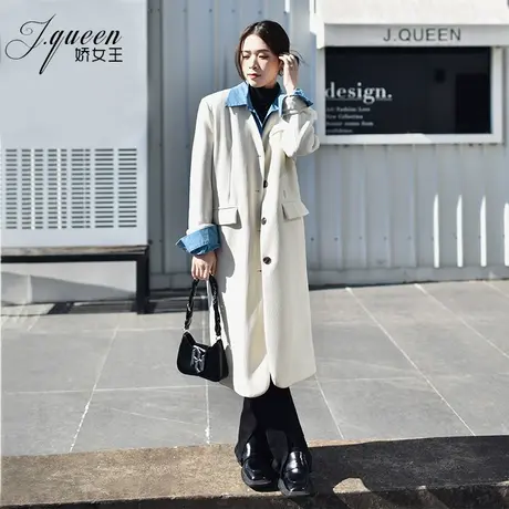 灯芯绒外套女冬季新款复古时尚气质夹棉加厚设计感假两件长款大衣图片