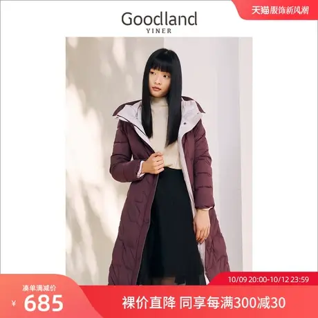 音儿美地女装2022冬季新款加厚中长款连帽白鸭绒羽绒服商品大图