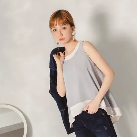 桔熊夏季通勤凉爽宽松遮肉无袖雪纺衫舒适上衣女装大码AB17450图片