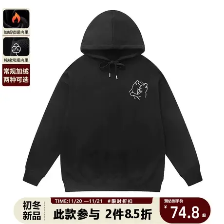 港风chic超好看卡通情侣猫咪卫衣女春秋宽松高级感休闲百搭上衣潮商品大图