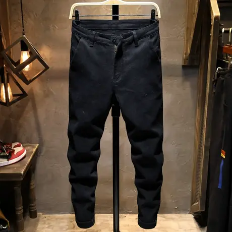 夏季款黑色牛仔裤男士修身直筒裤子男韩版潮牌潮流休闲长裤男百搭商品大图