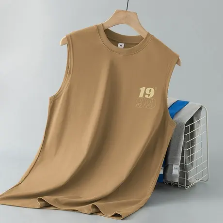 重磅纯棉背心男士夏季宽松跨栏健身运动坎肩宽肩无袖t恤篮球跨栏图片
