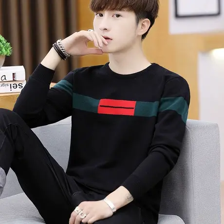 男士毛衣服打底衫2023新款秋冬季韩版潮流个性加绒针织衫保暖上衣商品大图