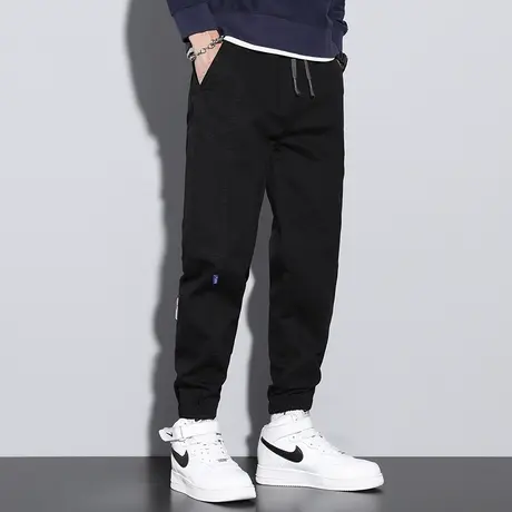 休闲长裤子男秋冬款黑色运动裤宽松潮流百搭九分抽绳小脚束脚卫裤商品大图