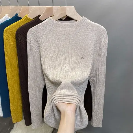 半高领毛衣女打底衫2023秋冬新款套头外穿针织衫内搭修身洋气上衣图片