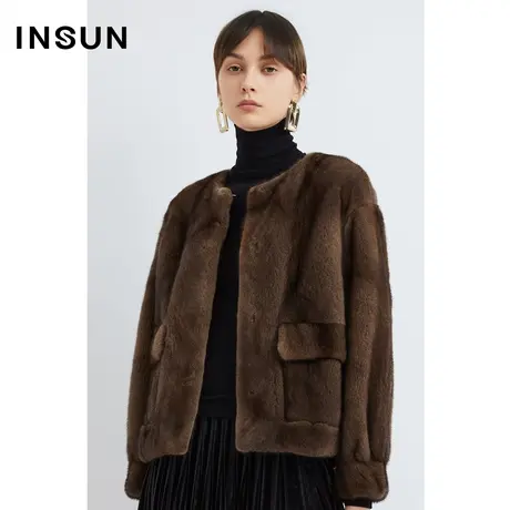 INSUN恩裳线上专选冬季丹麦水貂毛皮外套皮草图片