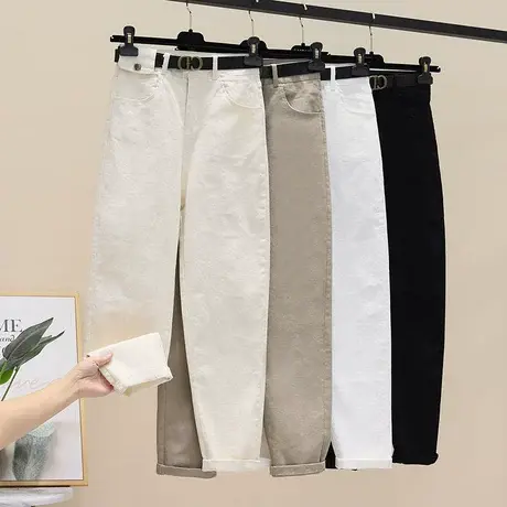 白色小脚牛仔裤女高腰2023夏天薄款韩版小个子弹力显瘦九分烟管裤商品大图