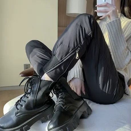 羽绒裤女外穿时尚2025年冬季新款高腰宽松显瘦加厚保暖束脚哈伦裤商品大图